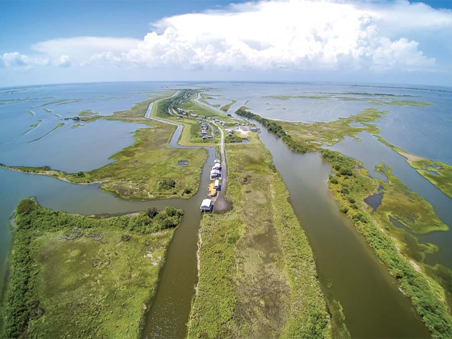 Aerial photo of Isle de Jean Charles, LA (Source: Ronald Stine)