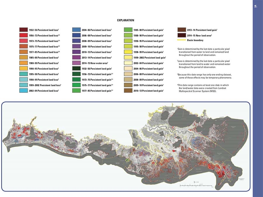 Land area change from 1932 - 2015. (Source: USGS)